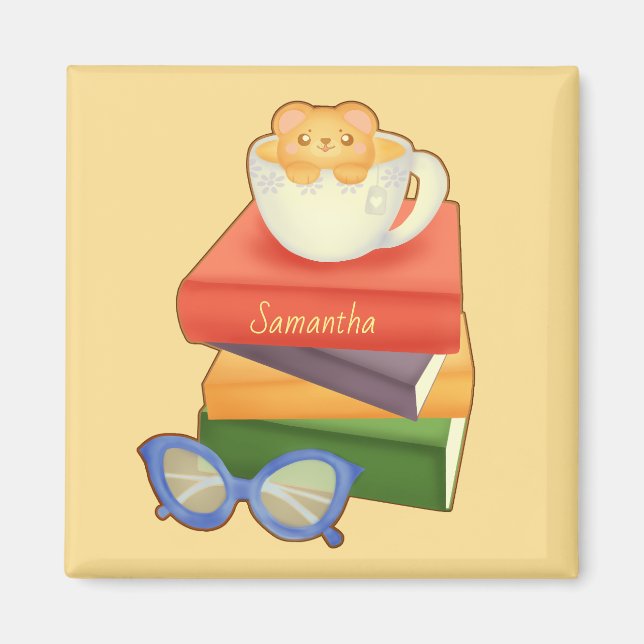 Stack av Bokar och Kopp Magnet (Framsidan)