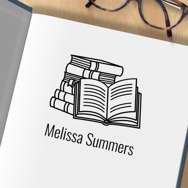 Stack av Bokar och Open Bok - bokskylt Stämpel (Skapare uppladdad)