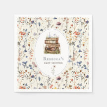 Stack av bokar, vattenfärg för babydusch, vilda bl