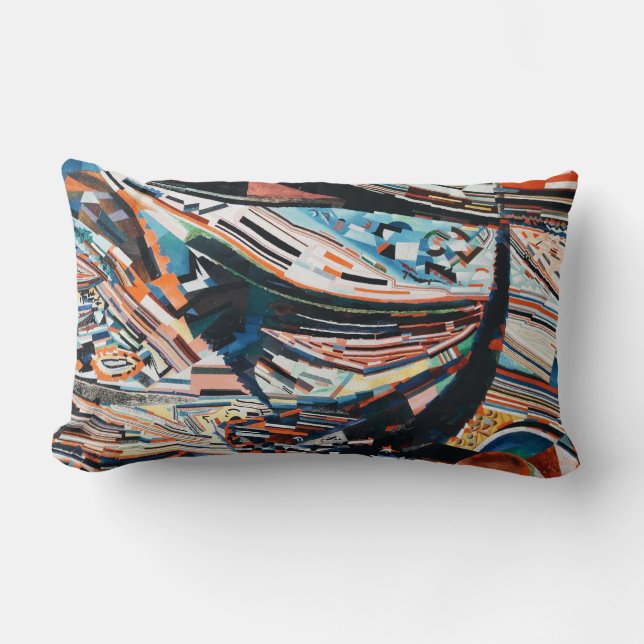 Stack av brunt och blått träbåt lumbarkudde (Framsida)