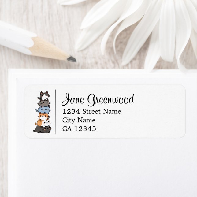 Stack av katter Namn och Adress Returadress Etikett (Insitu)