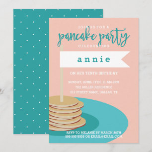 Stack av Pancakes Födelsedagsfest Inbjudningar