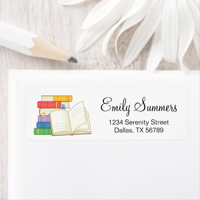 Stack i Bokar och Open Bok Returadress Etikett (Insitu)