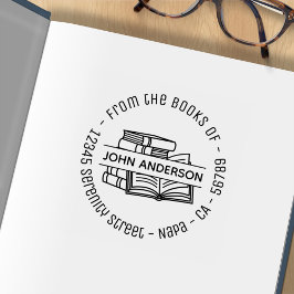 Stack i Bokar Round Adress Bookplate 2 Stämpel