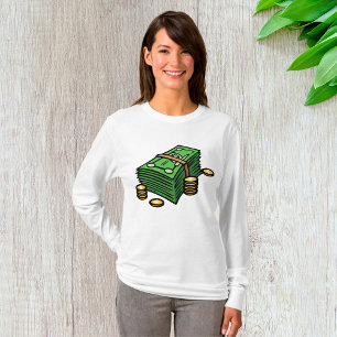 Stack i Pengarar med Mynt Pengar T Shirt