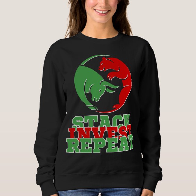 Stack Invest Repeat™ Quiet Power Bulls & Bears T Shirt (Framsida)
