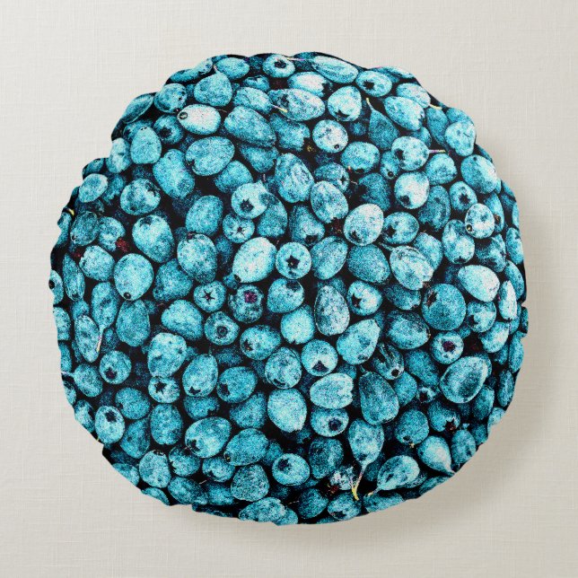 "Stack of Blueberry Fruit" Cute Photo. Köp nu Rund Kudde (Framsidan)