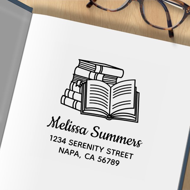 Stack of Books and Open Book Address Stämpel (Skapare uppladdad)