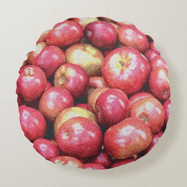"Stack of Red Apples Fruit" Cute Photo. Köp nu Rund Kudde (Framsidan)