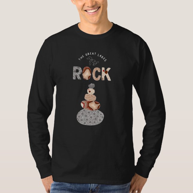 Stack Petoskey Stone Underbar Sjöar Sten Färgad St T Shirt (Framsida)