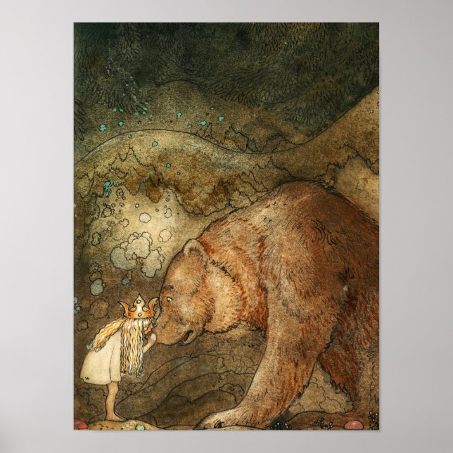 Stackars Little Bear, 1912 av John Bauer Poster (Framsidan)