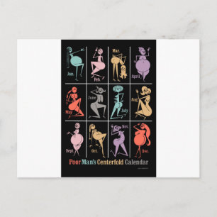 Stackars mans Centerfold Calendar Vykort
