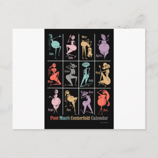 Stackars mans Centerfold Calendar Vykort