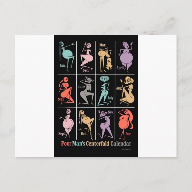 Stackars mans Centerfold Calendar Vykort (Framsida)