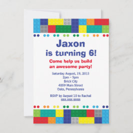 Stacking Bricks Boy's Födelsedagsfest Inbjudningar