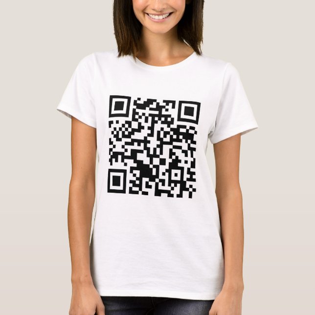Stackrulle QR kodifierar Rickrolled T Shirt (Framsida)