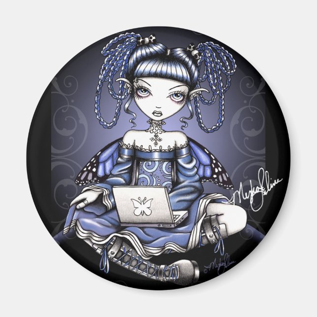 Stacy Blue Lab Top Fairy Magnet (Framsidan)