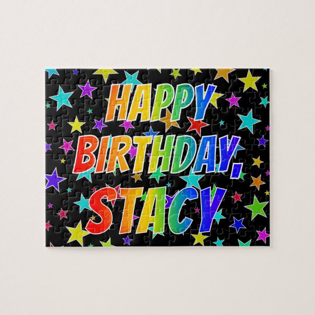 "STACY" Första Namn, Roligten "GRATTIS PÅ FÖDELSED Pussel (Horisontell)