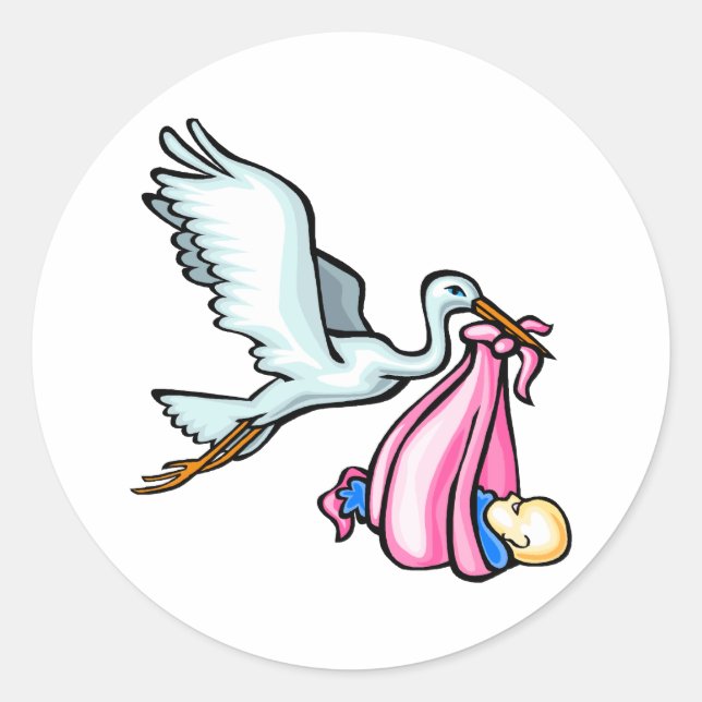 Stacy Stork Runt Klistermärke (Framsida)