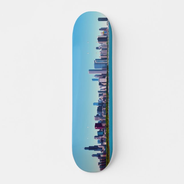 Stad av Chicago, Illinois horisontpanorama Skateboard Bräda 21,5 Cm (Framsida)