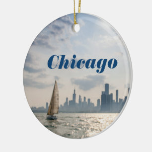 Stad av Chicago julprydnadar - horisont Julgransprydnad Keramik