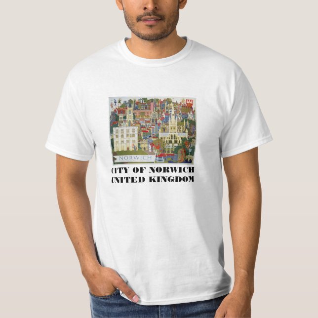 STAD AV DEN NORWICH UK T-TRÖJA T SHIRT (Framsida)