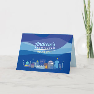 STAD AV kortet för DAVID pubMitzvah tack Kort