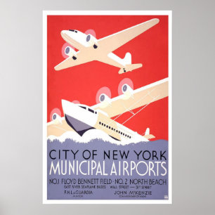 Stad av New York den kommunala flygplatsaffischen Poster