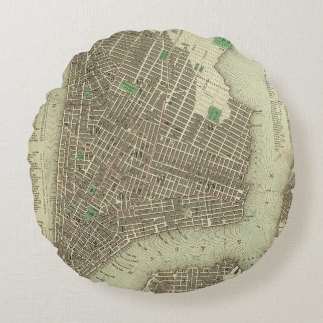 Stad av New York Rund Kudde (Framsidan)