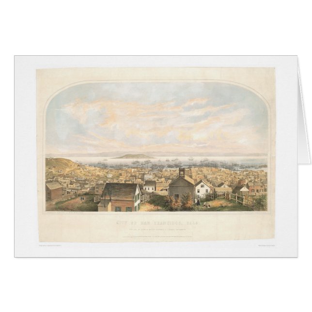 Stad av San Francisco, CA. 1852 (1065A) Hälsningskort (Framsidan Horizontal)