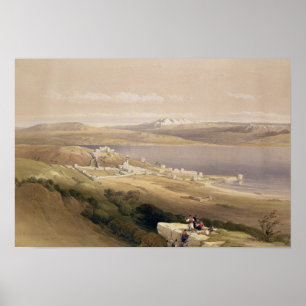 Stad av Tiberias på havet av Galilee Poster