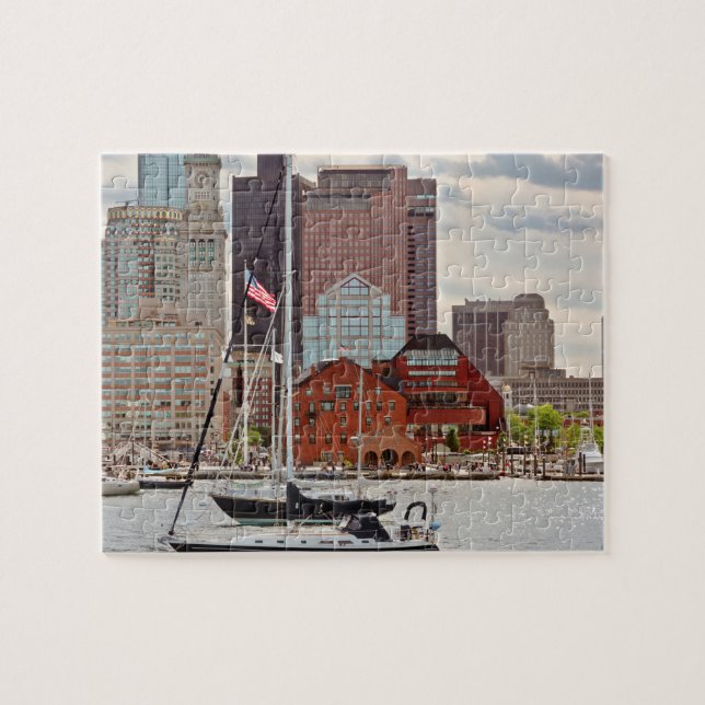 Stad - Boston Ma - Strandpromenad siluett Pussel (Horisontell)