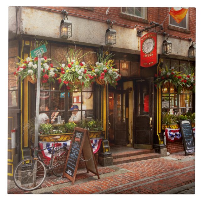 Stad - Boston MORSOR - den gröna drakekrogen Kakelplatta (Framsidan)