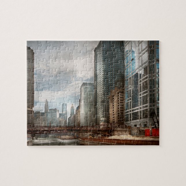Stad - Chicago, IL - Bygger en ny stad Pussel (Horisontell)