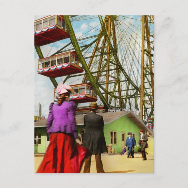 Stad - Chicago,IL - Det första Ferris-hjulet 1893 Vykort (Framsida)