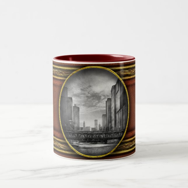 Stad - Chicago, IL - Ser fram emot framtiden SV Två-Tonad Mugg (Center)