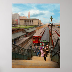Stad - Chicago - Van Buren Street-stationen 1907 Poster
