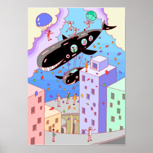 Stad där valens luftskepp färdas. poster