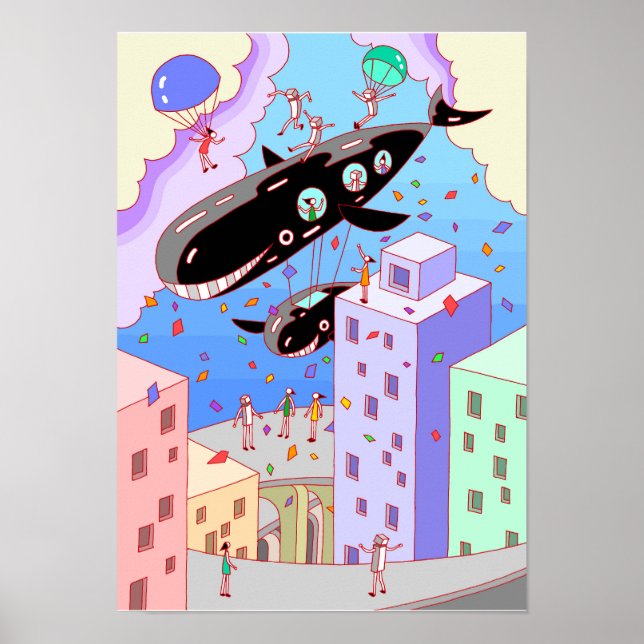 Stad där valens luftskepp färdas. poster (Framsidan)