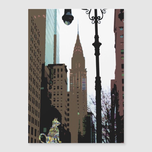 Stad Glänsande Katt NYC Konstnärlig Magnet (Framsida)
