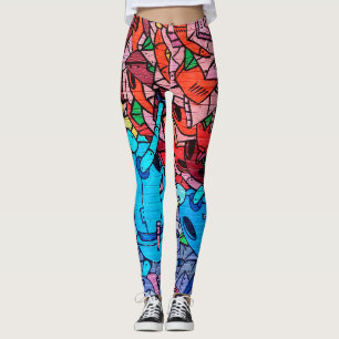 Stad Graffiti Gatukonst Tegelvägg Leggings