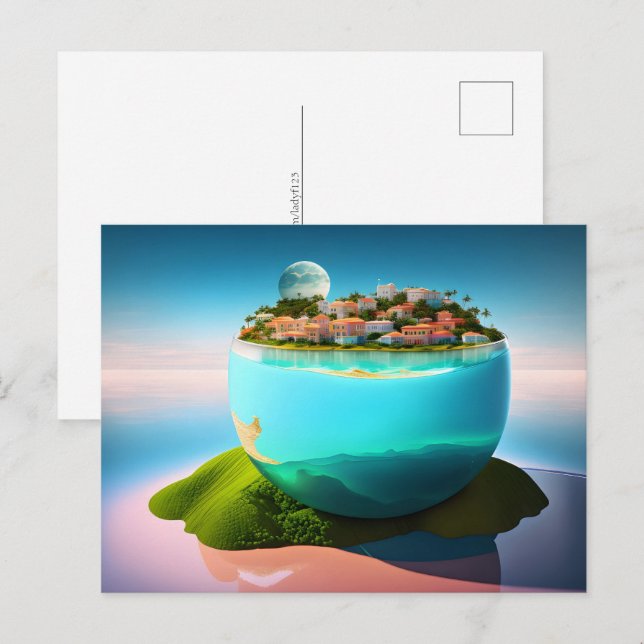 Stad i koppen, Postcrossing Vykort (Fram/baksida)