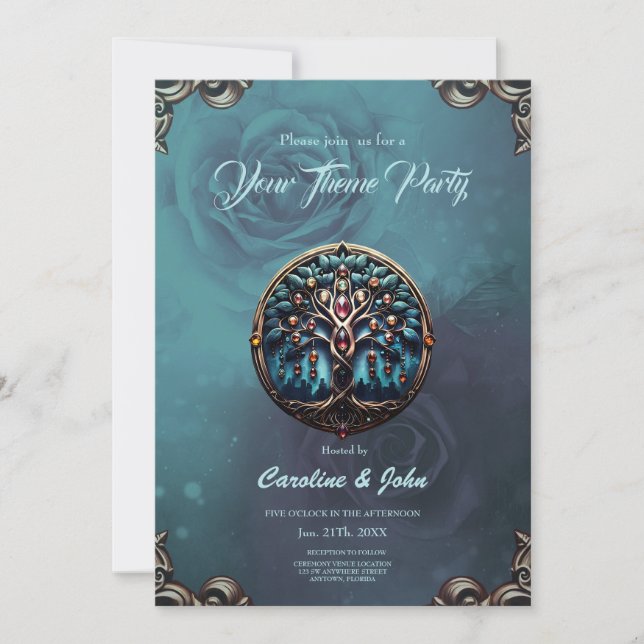 Stad i skuggan av det lyxiga livets träd. inbjudningar (Framsida)