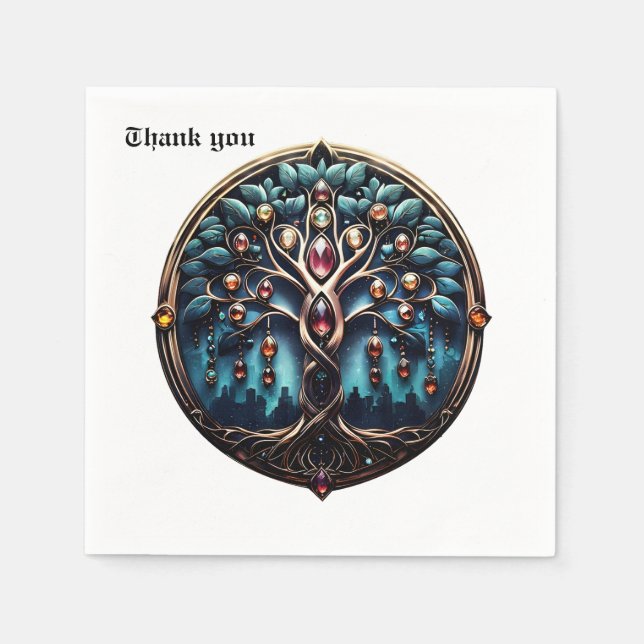 Stad i skuggan av det lyxiga livets träd. pappersservett (Framsidan)