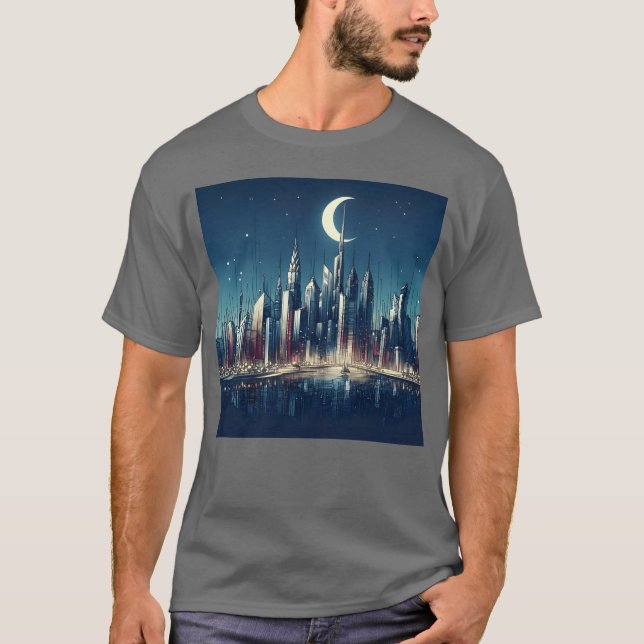 stad Måne present T Shirt (Framsida)