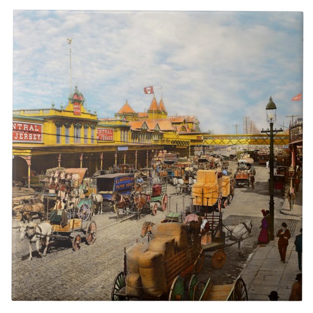 Stad - NY - För hundra år sedan 1900 Kakelplatta (Framsidan)