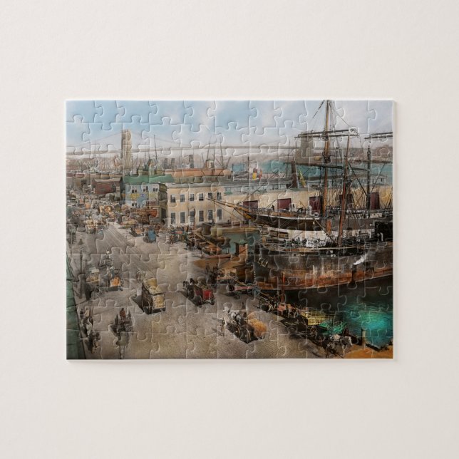 Stad - NY - södra gataSeaport - 1901 Pussel (Horisontell)
