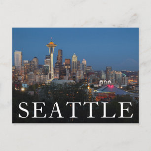 Stad på natten Seattle, Washington Vykort