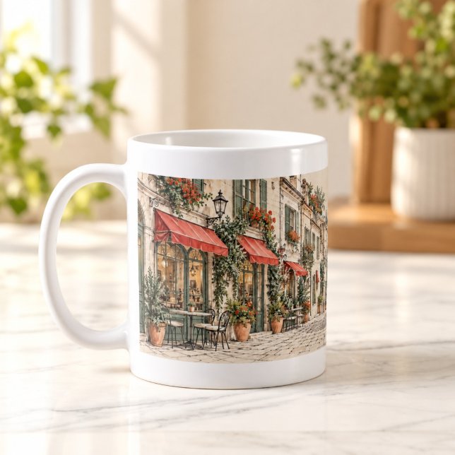 Stad Skiss Arkitektonisk Gat Mug Kaffemugg (City Sketch Architectural Street Mug — digital mockup.)