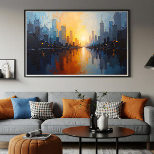 Stad vid solnedgång poster